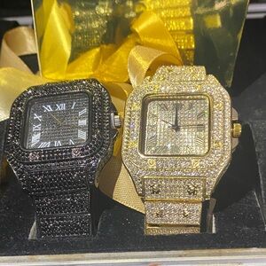 Elegant Black and Gold Men's Watch Set lab